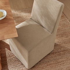 Tessera Almond Upholstered Linen-Blend Slipcovered Dining Chair - Ornate Home