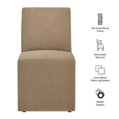 Tessera Almond Upholstered Linen-Blend Slipcovered Dining Chair - Ornate Home