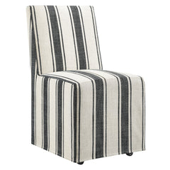Tessera Black Stripe Striped Slipcovered Dining Side Chair - Ornate Home