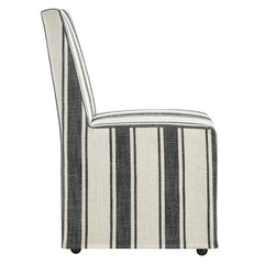 Tessera Black Stripe Striped Slipcovered Dining Side Chair - Ornate Home