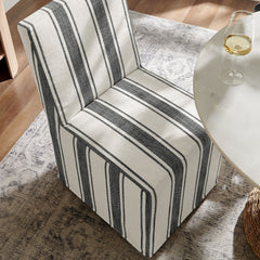 Tessera Black Stripe Striped Slipcovered Dining Side Chair - Ornate Home