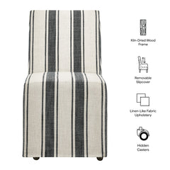 Tessera Black Stripe Striped Slipcovered Dining Side Chair - Ornate Home