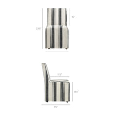 Tessera Black Stripe Striped Slipcovered Dining Side Chair - Ornate Home