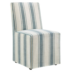 Tessera Blue Stripe Striped Slipcovered Dining Side Chair - Ornate Home