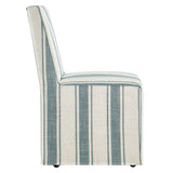 Tessera Blue Stripe Striped Slipcovered Dining Side Chair - Ornate Home