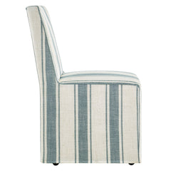 Tessera Blue Stripe Striped Slipcovered Dining Side Chair - Ornate Home