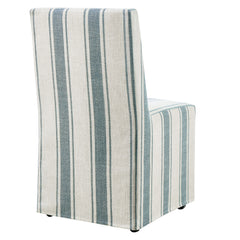 Tessera Blue Stripe Striped Slipcovered Dining Side Chair - Ornate Home