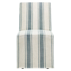 Tessera Blue Stripe Striped Slipcovered Dining Side Chair - Ornate Home
