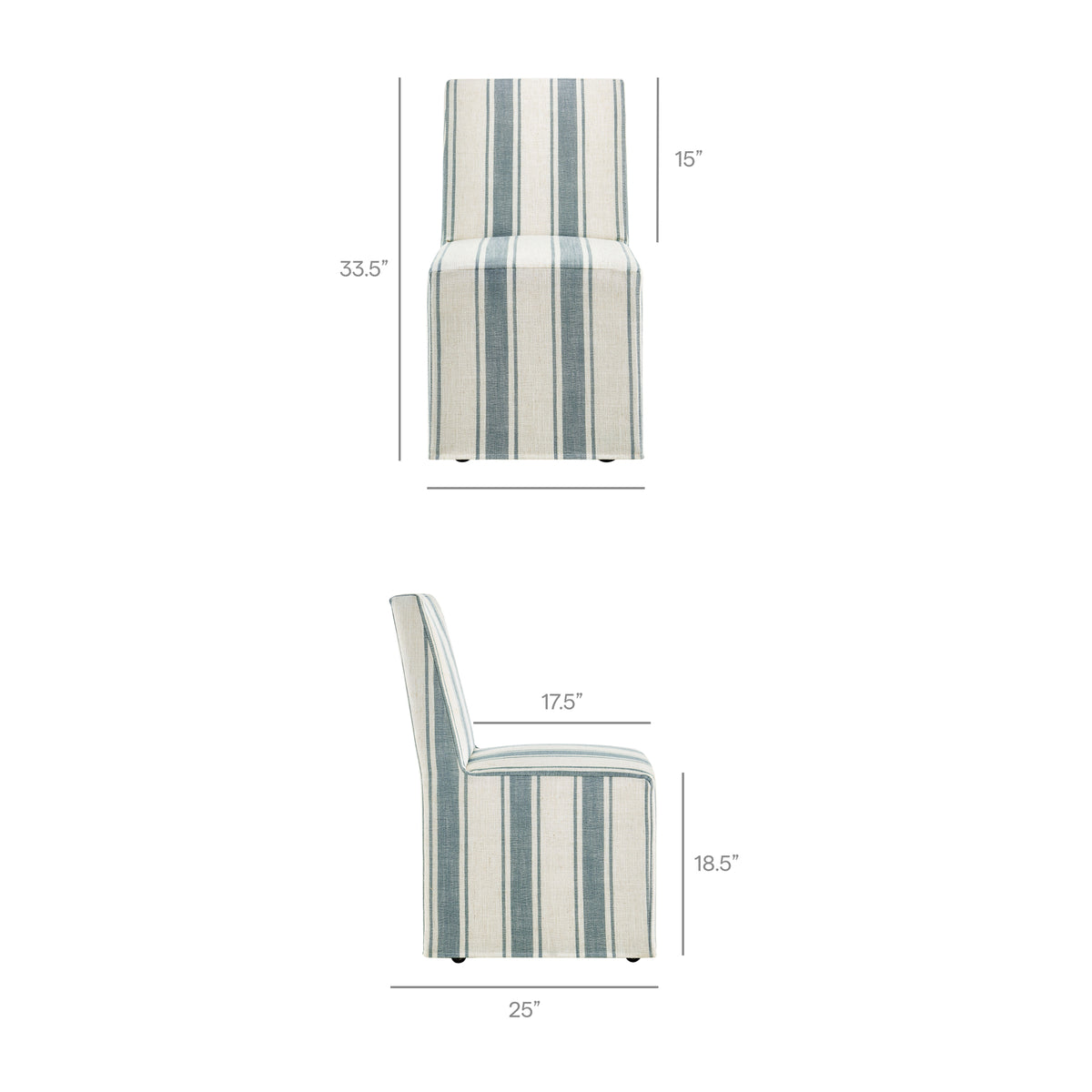 Tessera Blue Stripe Striped Slipcovered Dining Side Chair - Ornate Home