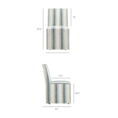 Tessera Blue Stripe Striped Slipcovered Dining Side Chair - Ornate Home