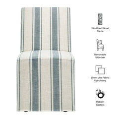 Tessera Blue Stripe Striped Slipcovered Dining Side Chair - Ornate Home