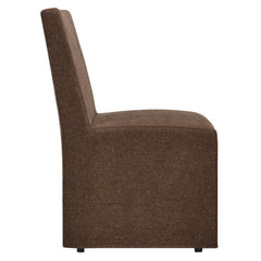 Tessera Cocoa Upholstered Linen-Blend Slipcovered Dining Chair - Ornate Home