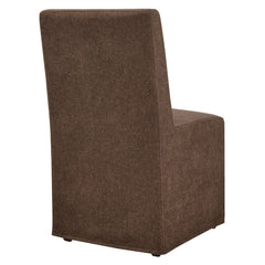 Tessera Cocoa Upholstered Linen-Blend Slipcovered Dining Chair - Ornate Home