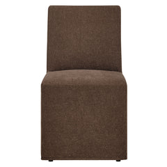 Tessera Cocoa Upholstered Linen-Blend Slipcovered Dining Chair - Ornate Home