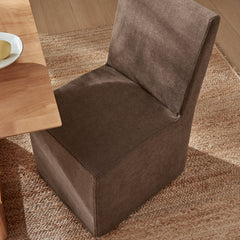 Tessera Cocoa Upholstered Linen-Blend Slipcovered Dining Chair - Ornate Home
