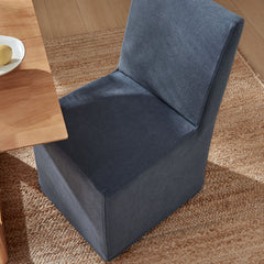 Tessera Denim Upholstered Linen-Blend Slipcovered Dining Chair - Ornate Home