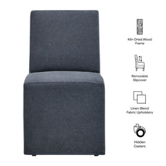 Tessera Denim Upholstered Linen-Blend Slipcovered Dining Chair - Ornate Home