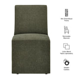 Tessera Sage Upholstered Linen-Blend Slipcovered Dining Chair - Ornate Home