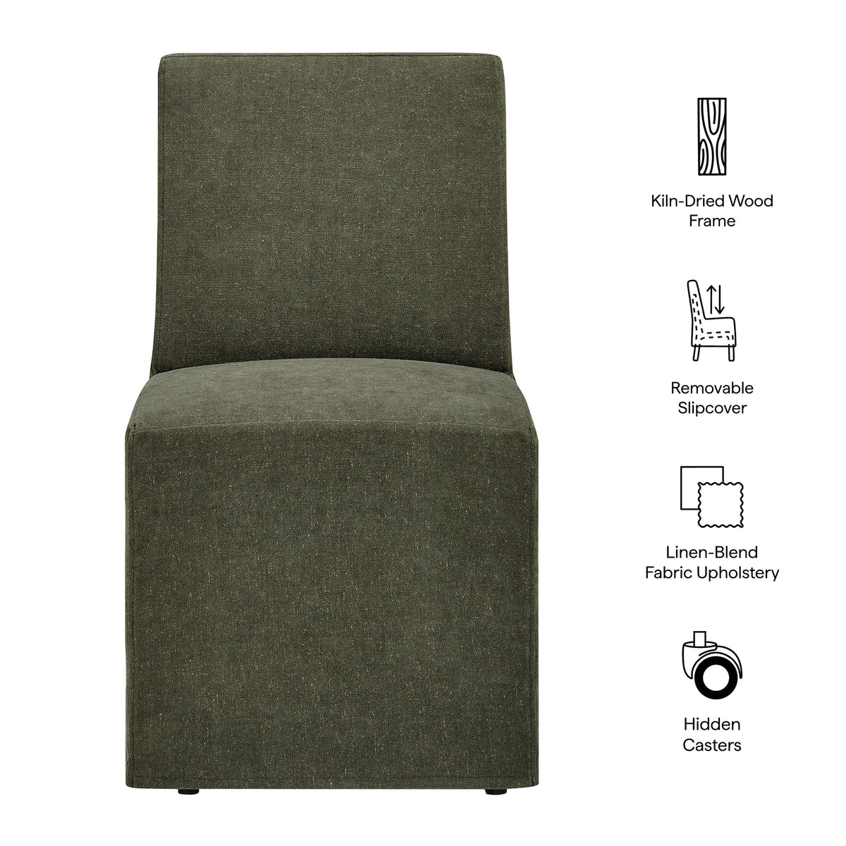 Tessera Sage Upholstered Linen-Blend Slipcovered Dining Chair - Ornate Home