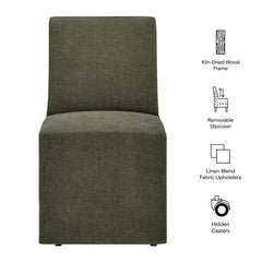 Tessera Sage Upholstered Linen-Blend Slipcovered Dining Chair - Ornate Home