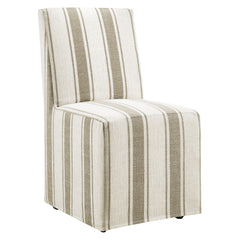 Tessera Tan Stripe Striped Slipcovered Dining Side Chair - Ornate Home