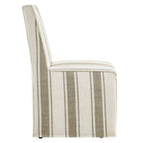 Tessera Tan Stripe Striped Slipcovered Dining Side Chair - Ornate Home