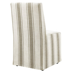 Tessera Tan Stripe Striped Slipcovered Dining Side Chair - Ornate Home