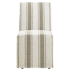 Tessera Tan Stripe Striped Slipcovered Dining Side Chair - Ornate Home