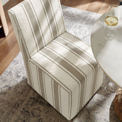 Tessera Tan Stripe Striped Slipcovered Dining Side Chair - Ornate Home