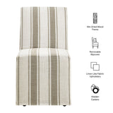 Tessera Tan Stripe Striped Slipcovered Dining Side Chair - Ornate Home
