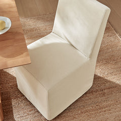 Tessera Upholstered Linen-Blend Slipcovered Dining Chair - Ornate Home