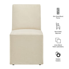 Tessera Upholstered Linen-Blend Slipcovered Dining Chair - Ornate Home