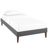 Tessie Gray Fabric Twin Bed Frame with Squared Tapered Legs - Ornate Home