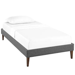 Tessie Gray Fabric Twin Bed Frame with Squared Tapered Legs - Ornate Home