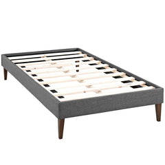 Tessie Gray Fabric Twin Bed Frame with Squared Tapered Legs - Ornate Home