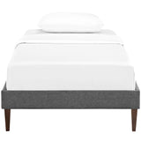 Tessie Gray Fabric Twin Bed Frame with Squared Tapered Legs - Ornate Home