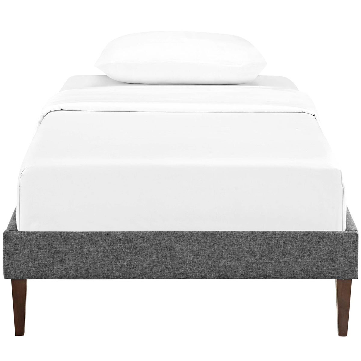 Tessie Gray Fabric Twin Bed Frame with Squared Tapered Legs - Ornate Home