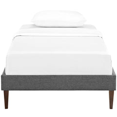 Tessie Gray Fabric Twin Bed Frame with Squared Tapered Legs - Ornate Home