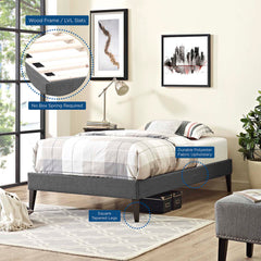 Tessie Gray Fabric Twin Bed Frame with Squared Tapered Legs - Ornate Home