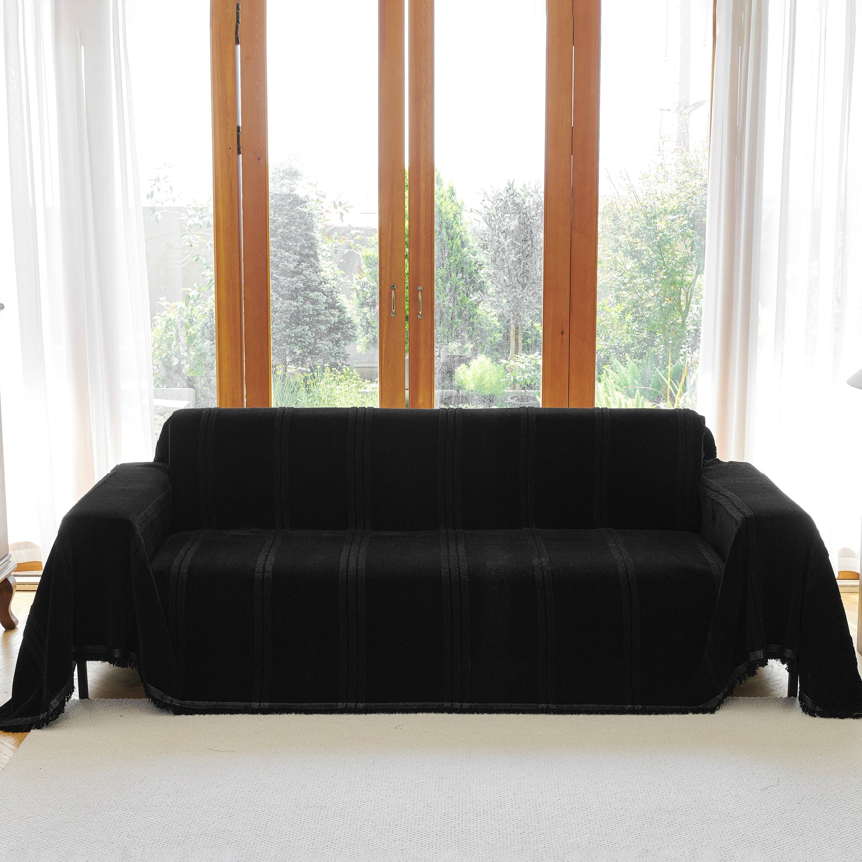 Textural Striped Chenille Sofa Covers, Boho Washable Decor Sofa Blankets Covers - Ornate Home