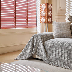 Textured Plaid Couch Throw Cover, Modern Decorative Sectional Furniture Covers - Ornate Home