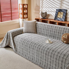 Textured Plaid Couch Throw Cover, Modern Decorative Sectional Furniture Covers - Ornate Home