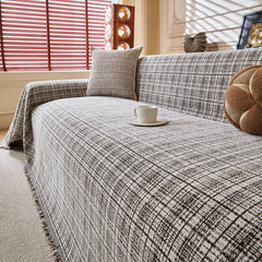 Textured Plaid Couch Throw Cover, Modern Decorative Sectional Furniture Covers - Ornate Home