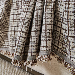 Textured Plaid Couch Throw Cover, Modern Decorative Sectional Furniture Covers - Ornate Home
