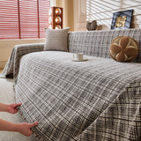 Textured Plaid Couch Throw Cover, Modern Decorative Sectional Furniture Covers - Ornate Home