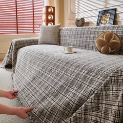 Textured Plaid Couch Throw Cover, Modern Decorative Sectional Furniture Covers - Ornate Home