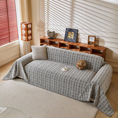 Textured Plaid Couch Throw Cover, Modern Decorative Sectional Furniture Covers - Ornate Home