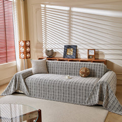 Textured Plaid Couch Throw Cover, Modern Decorative Sectional Furniture Covers - Ornate Home