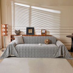 Textured Plaid Couch Throw Cover, Modern Decorative Sectional Furniture Covers - Ornate Home