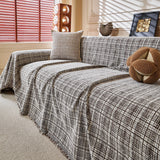 Textured Plaid Couch Throw Cover, Modern Decorative Sectional Furniture Covers - Ornate Home
